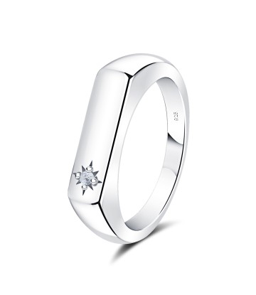 Plain Shape with CZ Stone Silver Ring NSR-4038